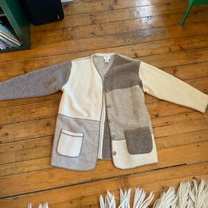 Vintage Susan Bristol Casuals Beige 100% wool colorblock cardigan